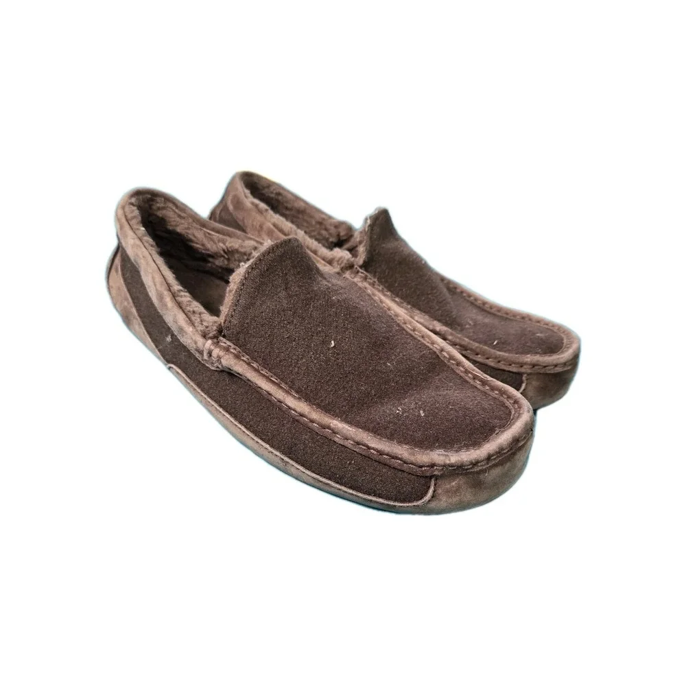 UGG Ascot Men's Brown Moccasin Slipper, Size 14 - Espresso Rubber Sole